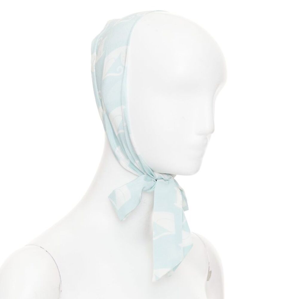Miu Miu cartoon cat silk crepe print skinny scarf